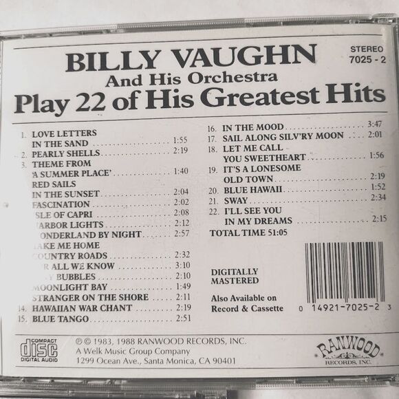 Lot 3 Billy Vaughn Music CDs Christmas Orchestra Melody of Love - Picture 5 of 5